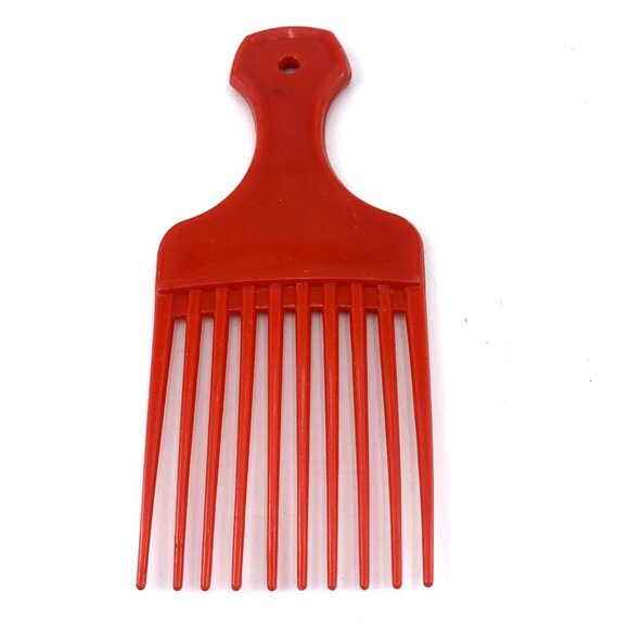 Afro Hair Comb Pick Lot of 2 Red Black 7" Long Vintage 60s 70s - Picture 3 of 6